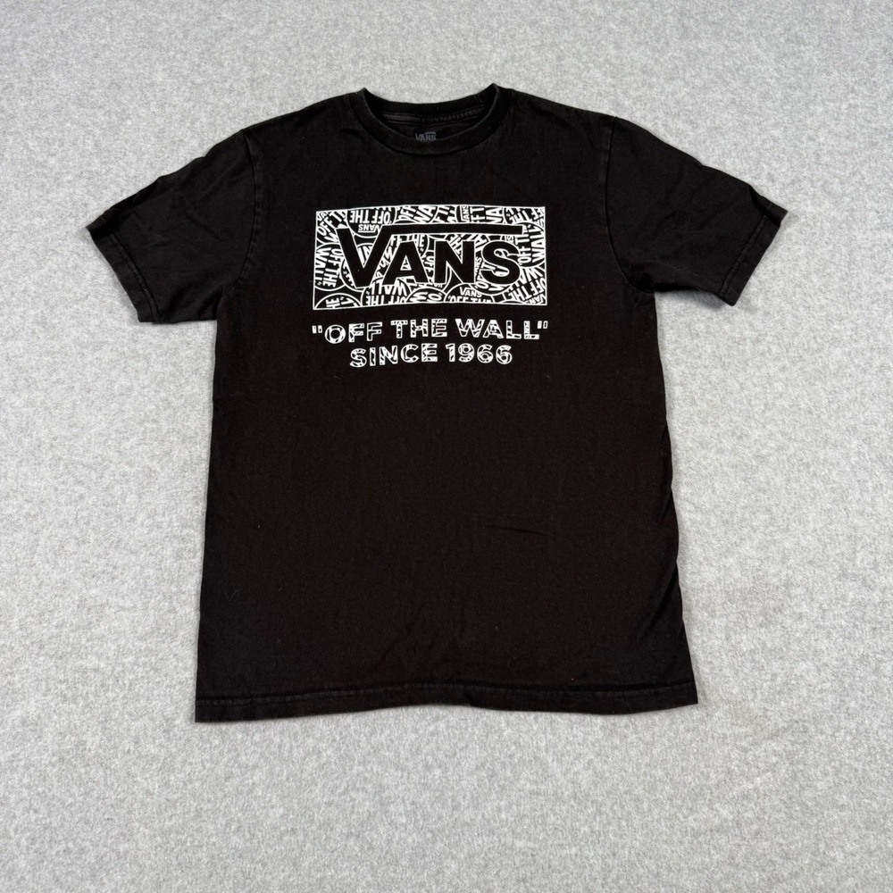 Vans Kids T-Shirt Black Graphic Off The Wall Since 1966 Short Sleeve Medium